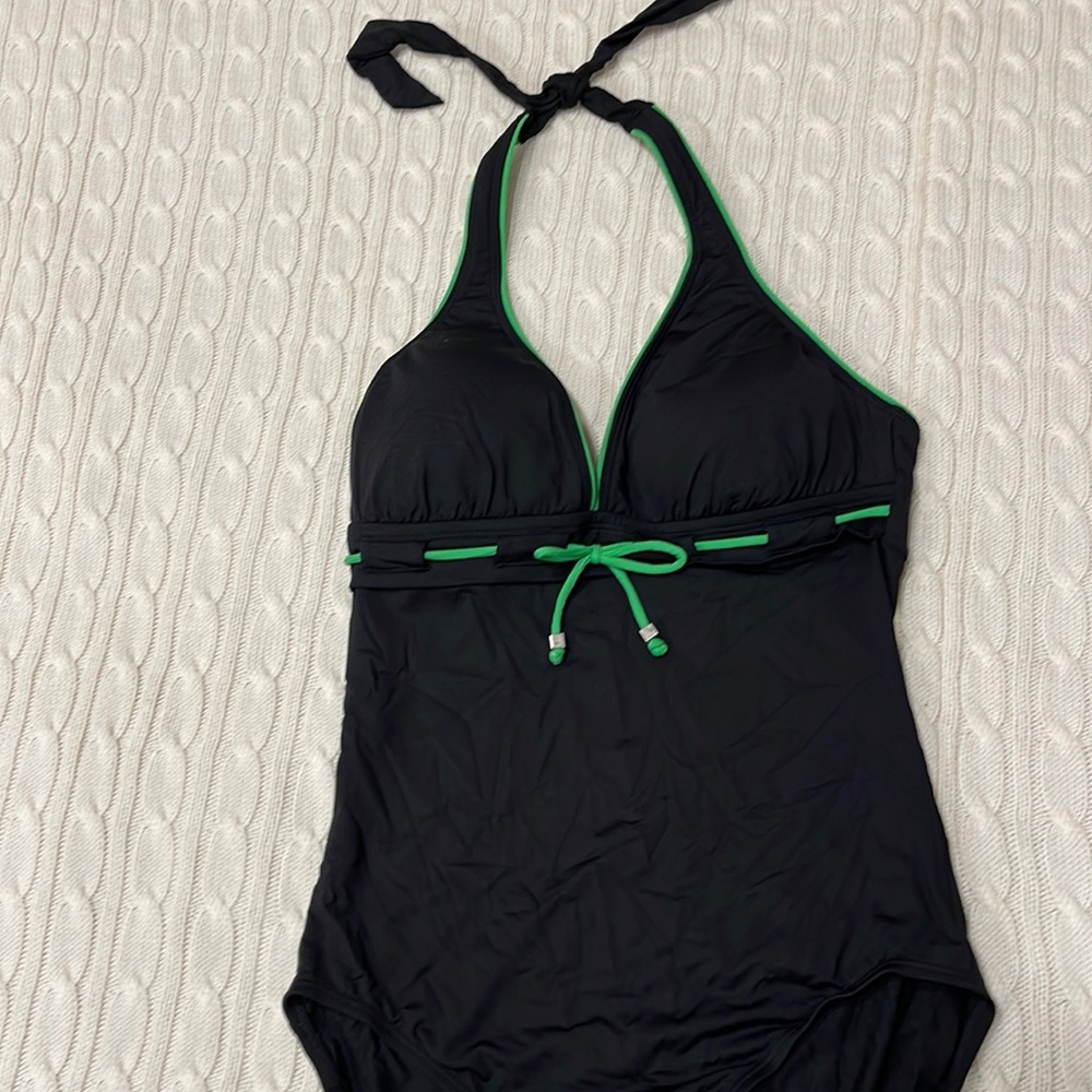 Black Jag  slimming swimsuit one piece size 10 with halter tie